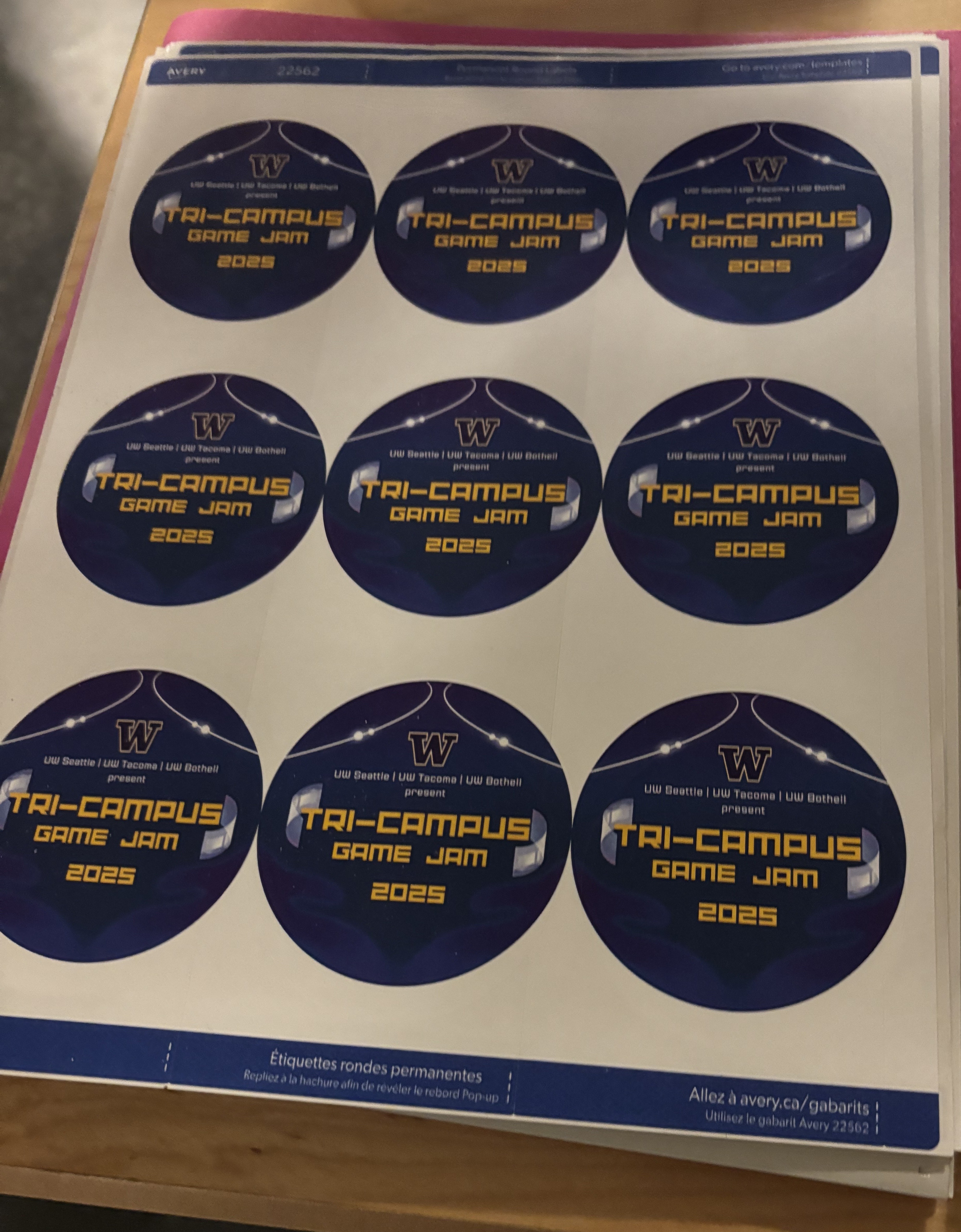 UW Tri-Campus Game Jam 2025 Event Stickers